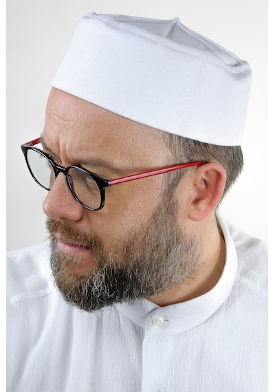 Kubbeli Sert Kalıp Takke - Beyaz Beyaz