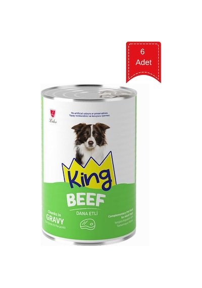 King Adult Sos İçinde Dana Etli Yetişkin Köpek Konservesi 400 Gr X 6 Adet