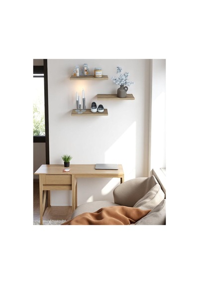3'lü Uçan Raf Modern Duvar Rafı Iskandinav Gizli Raf Dekoratif Kitap Rafı Biblo Rafı Çam 30x12 Cm Atlantik Çam