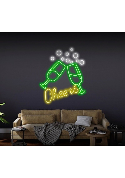 Cheers Yazılı Ve Şekilli Neon Tabela Yeşil