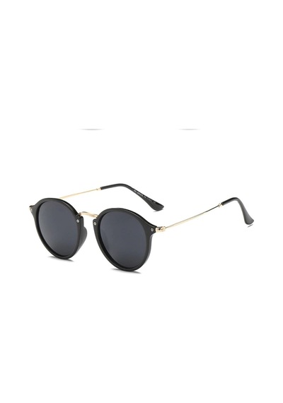 Siyah Yuvarlak Lentes De Sol Vintage&retro Güneş Gözlüğü Altın - Siyah