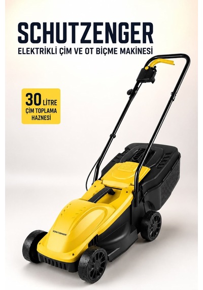 1800w Elektrikli Çim Ot Biçme Makinesi 30lt Tomlama Torbalı Sarı 12/c