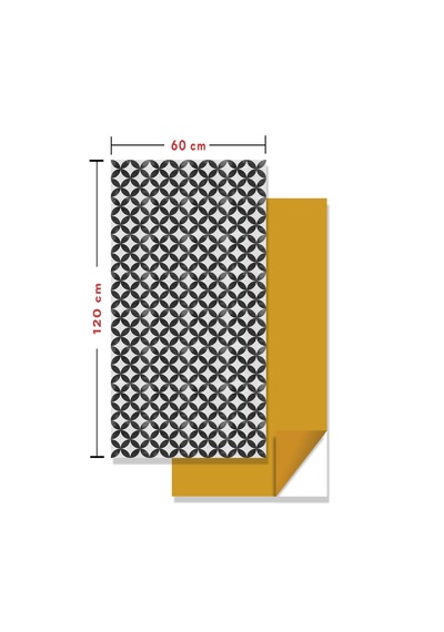 Kendinden Yapışkanlı Fayans Kaplama Pvc Karo Yuvarlak Retro Desen 60x120 Cm 1 Adet 0,72 M2