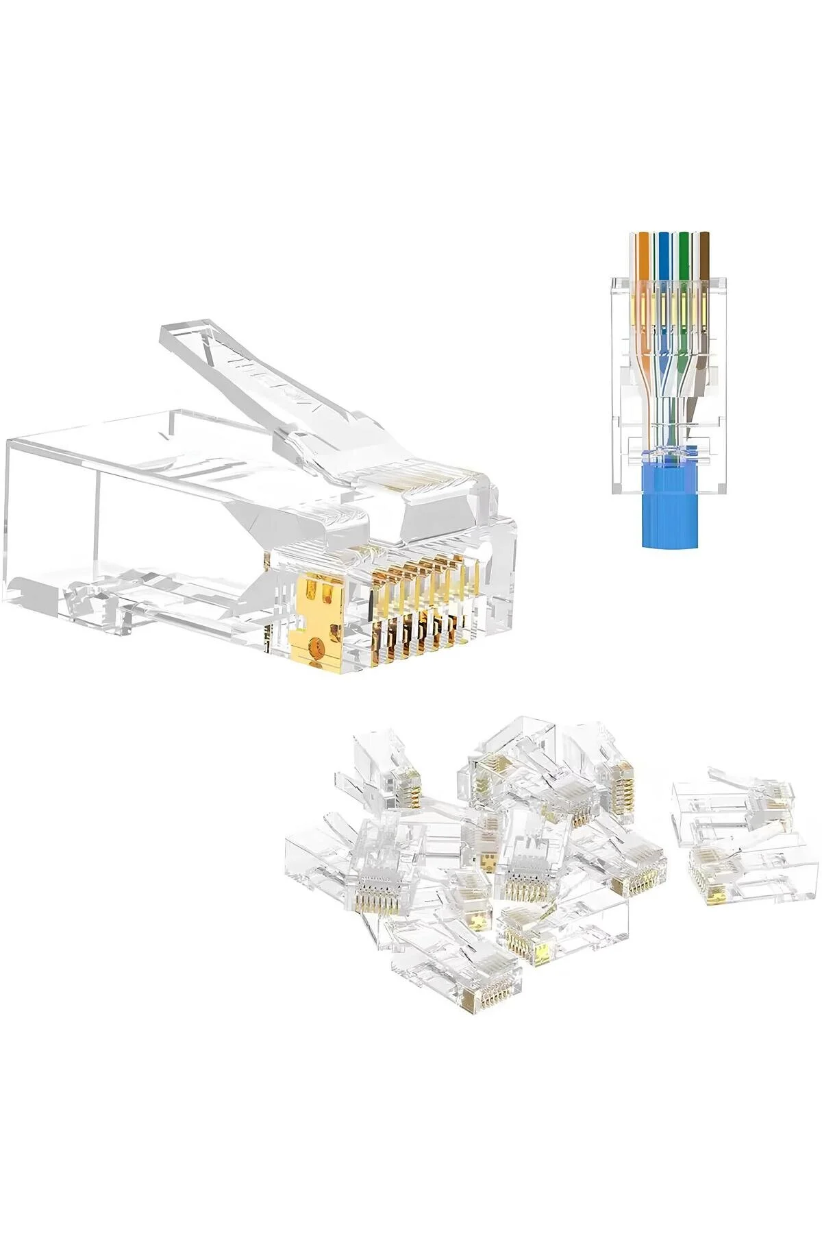 Rj45 Cat6 Yeni Nesil Delikli Jack Konnektör 100 Adet