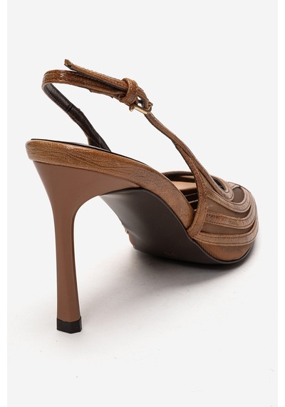 Luvishoes Ylena Taba Transparan File Detaylı Kadın İnce Topuklu Ayakkabı
