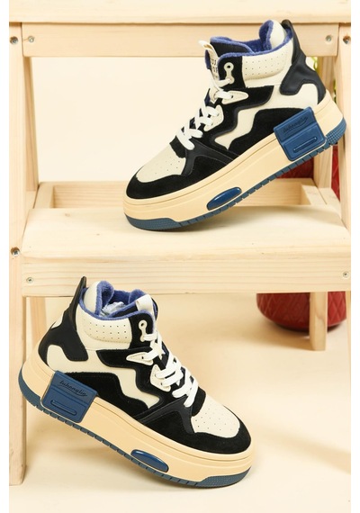 Guja Garnili Kalın Taban Sneakers Siyah-6015-siyah Siyah