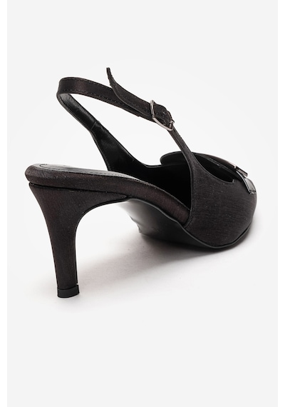 Luvishoes Sollenne Siyah Saten Tokalı Kadın Topuklu Ayakkabı