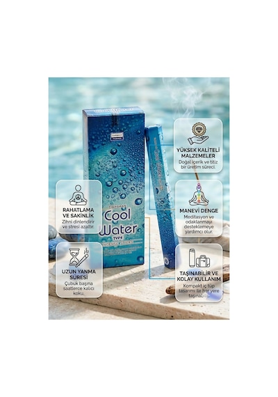 Darshan Cool Water Çubuk Tütsü 20 Adet Çubuk - Okyanus Ferahlığı Ortam Kokusu