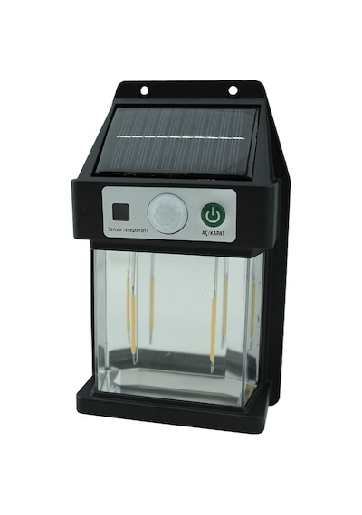 10w Solar / Güneş Enerjili Sensörlü Led Aplik 3200k - Sarı Işık