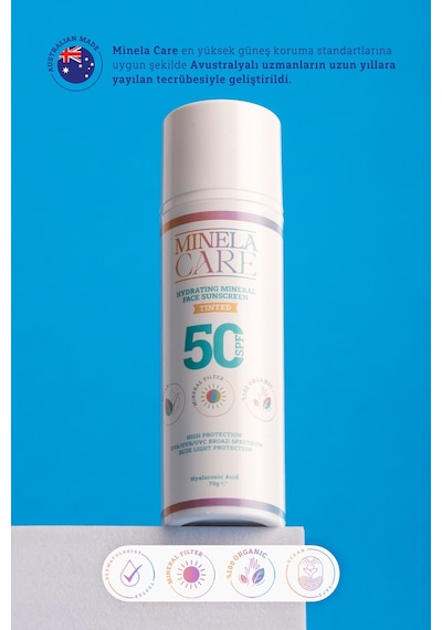 Minela Care Hydrating Mineral Filtreli Renkli Yüz Güneş Kremi SPF50 70 G