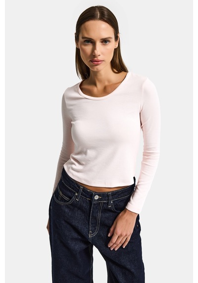 it's basic Kadın Toz Pembe W5 %100 Organik Pamuk Esnek Rahat Kesim Bluz