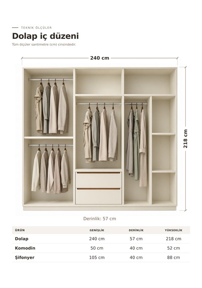 Free Home Bohem Ark Kum Beji Mdf Gardırop Elbise Dolabı 240x218x57 Kumbeji