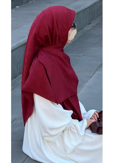 Qalortex Scarf Premium Jakarlı Mira B.boy Eşarp -bordo