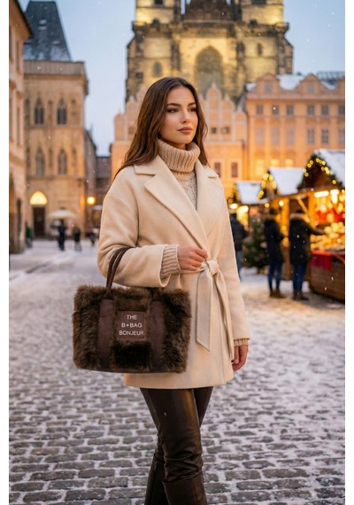 Vivazzaluxe Vintage Peluş Model The Bag Bonjeur Kadın El, Kol, Omuz Çanta Acı Kahverengi