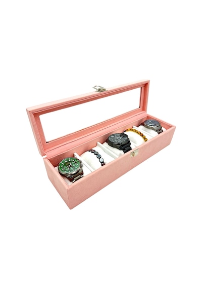 Saat Kutusu 5 Li Pembe Süet Siyah
