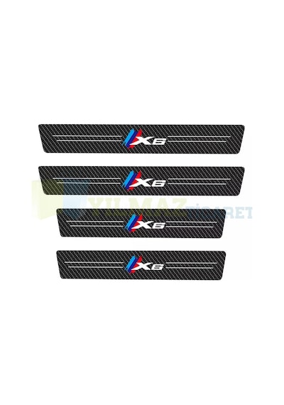 Bmw M Logo X6 Arma Karbon Kapı Eşiği Koruma Oto Sticker 4 Parça