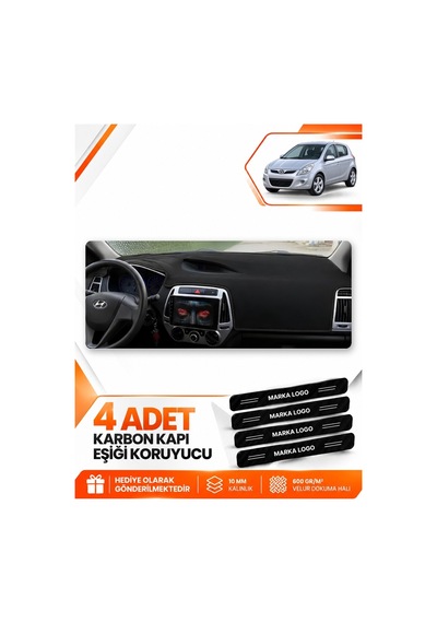 Hyundai İ20 2008-2014 Uyumlu Torpido Koruma Koruyucu Kılıfı Halısı Örtü Göğüs - Siyah