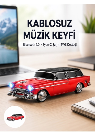 Mey İthalat Vintage Tasarımlı Led Işıklı Bluetooth Hoparlör 10w