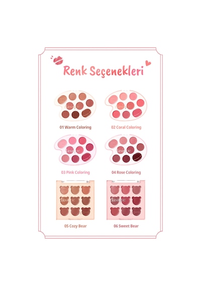Dasique 9 Renkli Ruj & Allık Paleti Mood Painting Lip & Cheek Palette 01 Warm Coloring 01 Warm Coloring