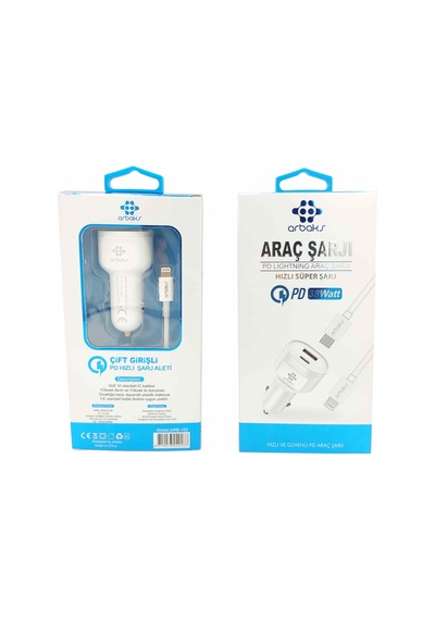 38w Pd + Usb Çift Girişli Araç İphone Şarj Aleti Arbaks Arb-103 Stn