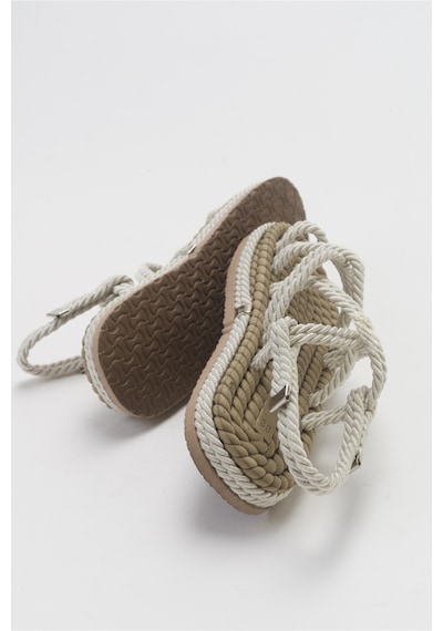 Luvishoes İp Bej Kadın Sandalet Bej