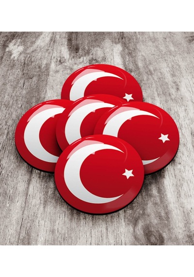 Bk Gift Türk Bayrağı Ahşap Rozet 5 Adet 2