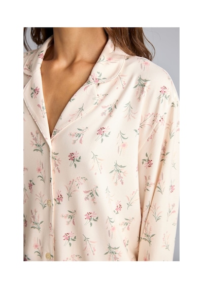 Defacto Regular Fit Çiçekli Uzun Kollu Üst Geniş Kesim Alt 2li Pijama Takım I5522ax26aubg824 Bej-bg824