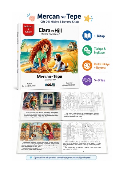 Mercan Ve Tepe 5 Kitap Seti - Türkçe İngilizce Hikaye Ve Boyama Kitabı