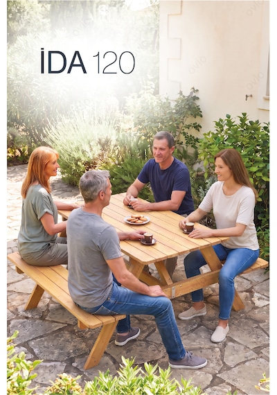 Ahşap Oturma Masası İda 120 4 Kişilik Sade Ve Konforlu Tasarım Teak