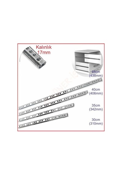 17mm 35cm Teleskopik Ray Çekmece Kızağı Çekmece Rayı 17x342 01041