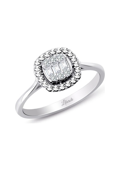 Modern Tasarım 0.12 Ct Baget Kare Tektaş Yüzük