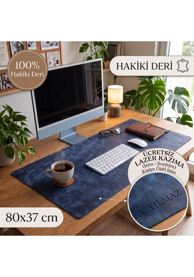 Deri Masa Matı 80 37cm Tn05 Mavi