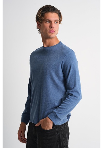 Alexander Gardi Alexandergardı Uzun Kollu Bisiklet Yaka Basic Sweatshirt İndigo