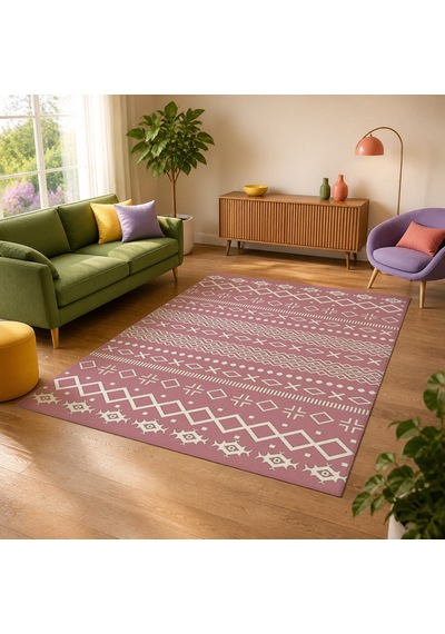 Kartela Halı Nera Halı Kaymaz Taban Makinede Yıkanabilir Halı Gül Kurusu - 80 X 120 Cm