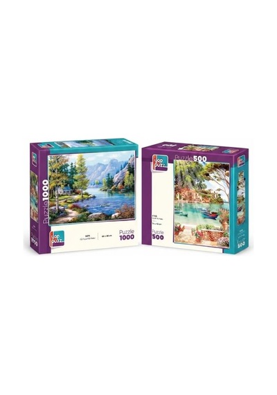 Göl Kıyısında Ve Güne Merhaba İkili Set - 1000 + 500 Parça İkili Puzzle Seti