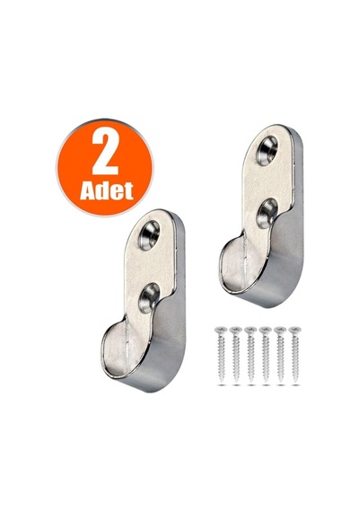 Nobel Askı Flanşı Krom Oval Dolap Elbise Askı Aparatı 2 Adet Dolap İçi Düzenleyiciler