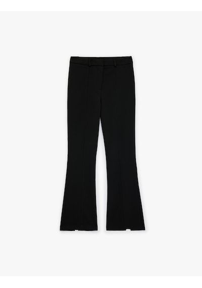 Koton Viskon Karışımlı Slim Fit Yüksek Bel İspanyol Paça Pantolon Siyah 6sak40257uw Siyah