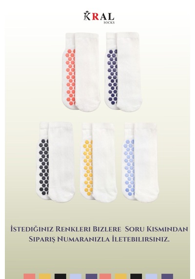 Kral Socks Silikon Tabanlı Kaydırmaz Taban Altı Havlu Terletmez 2 Çift Pamuklu Dikişsiz Soket Spor Çorabı Asorti