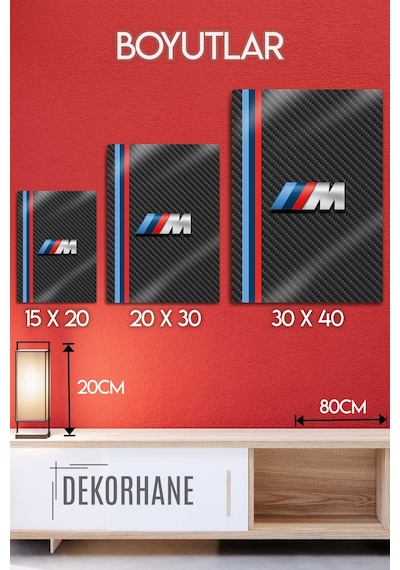Metal 3d Baskı - M Performance, Carbon Temalı, Bmw Dekoratif Tablo