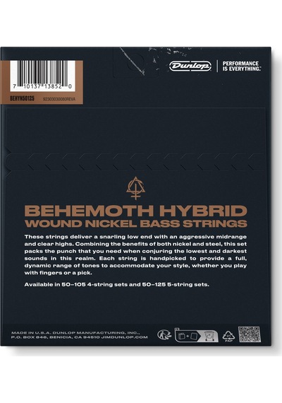 Jim Dunlop Behemoth Hybrid Wound Nikel 5 Telli Bas Teli 50-125