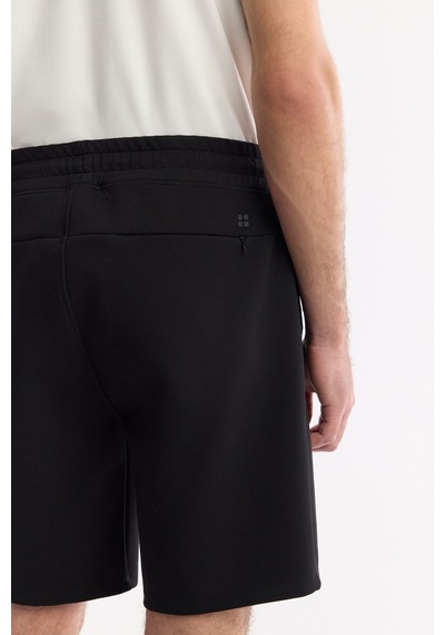 Avva Erkek Siyah Beli Lastikli Bağcıklı Bi-stretch İnterlok Regular Fit Şort A51y3631
