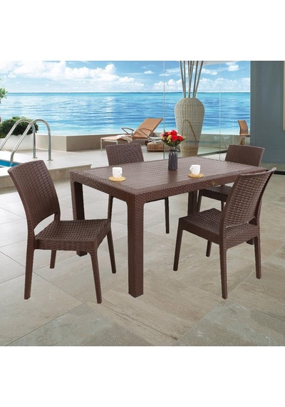Depootoptan Mandella Elit Rattan 90 x 150 CM 4 Kişilik Elit Sandalye Masa Takımı K Kahverengi Depootoptan Mandella Elit Rattan 90 x 150 CM 4 Kişilik Elit Sandalye Masa Takımı K Kahverengi