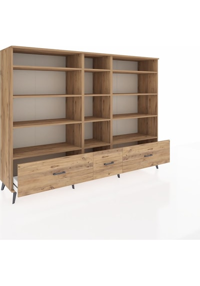 Hyperion Dolap 12 Raflı 3 Çekmeceli 220x44x163 Çam-çam Çam-çam