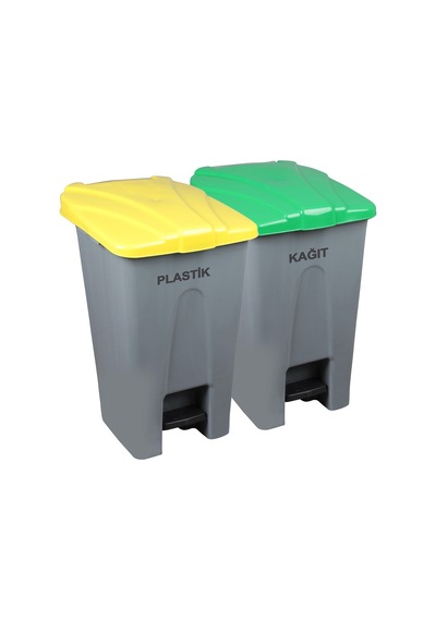 Safell Pedallı Kağıt Plastik Ayrıştırma Kovası - Çöp Konteyneri N11.10081