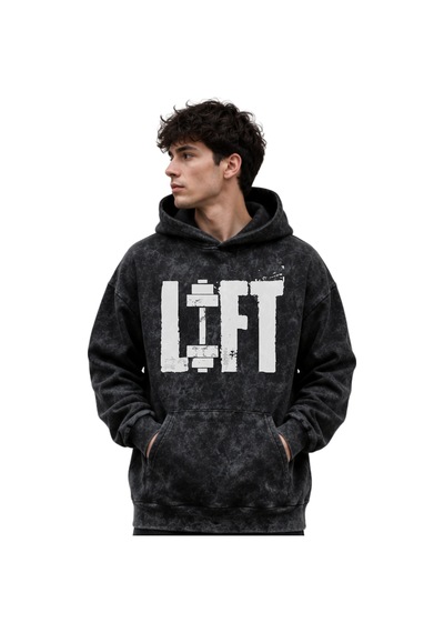 Sevbano Lift Fitness Gym Bodybuilding Baskılı Unisex Oversize Premium Yık Siyah