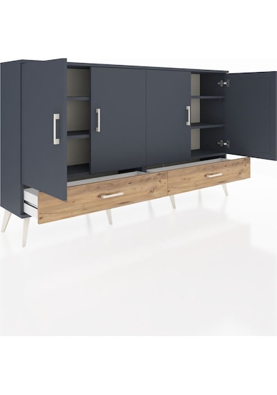 Arges Konsol 6 Raflı 2 Çekmeceli 4 Kapaklı 176x30x99 Antrasit-ant Antrasit-antrasit/çam Arges Konsol 6 Raflı 2 Çekmeceli 4 Kapaklı 176x30x99 Antrasit-ant Antrasit-antrasit/çam