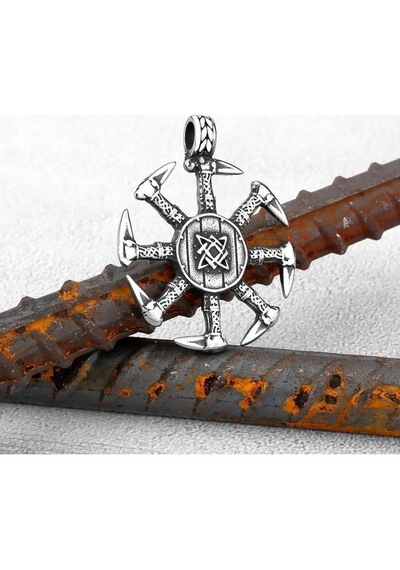 İskandinav 316l Viking Paslanmaz Çelik Rüzgar Dişlisi Kolye Erkek Çok Renkli