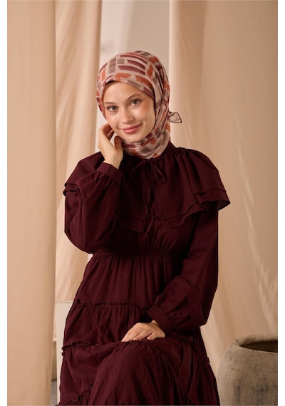 Silk Home Soft Eşarp 73096-15 Pudra, Turuncu, Koyu Vizon, Bordo