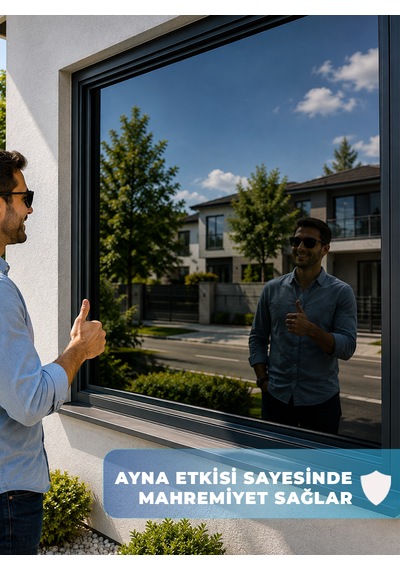 Aynalı Cam Filmi 152 Cm X 5 Metre Güneş Isı Kontrolü Gündüz Mahremiyet Dekoratif Pencere Filmi