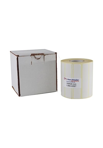 Al Hızlı Al Kuşe Etiket 100mm X 30mm Ruloda 1500 Adet 40mm Çapında Baskısız Barkod Yazıcı Etiketi 1